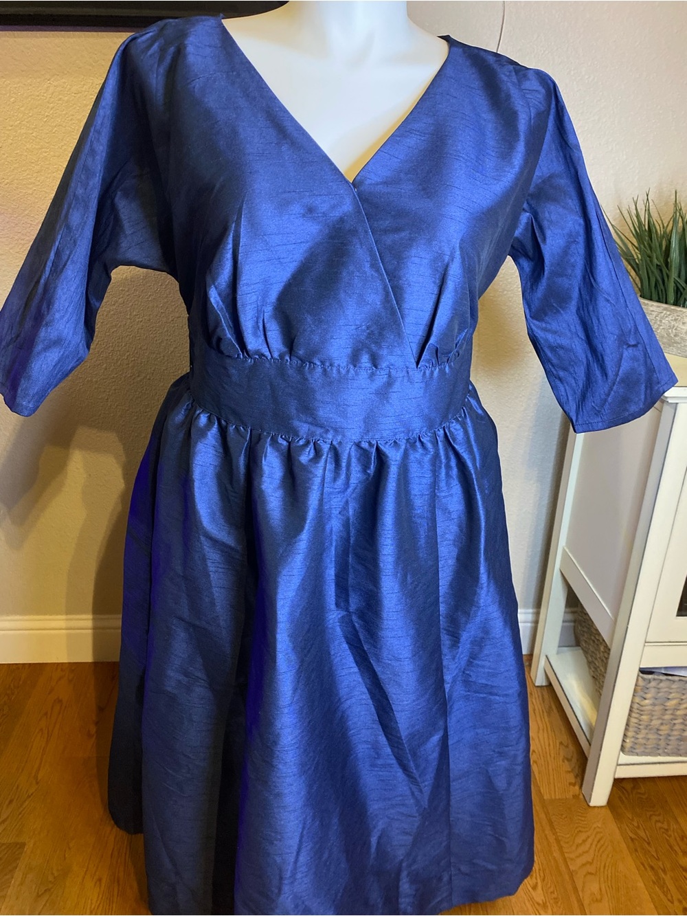 Blue V-Neck Fit & Flare Eshakti never worn Dress 1x